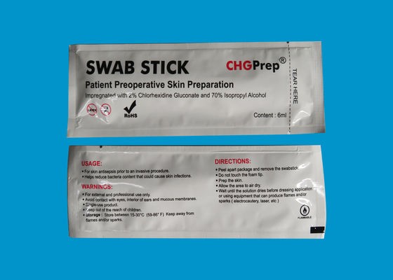 Chlorascrub Medical CHG Swabstick ETO مسحات رغوة التعقيم ذات الرؤوس